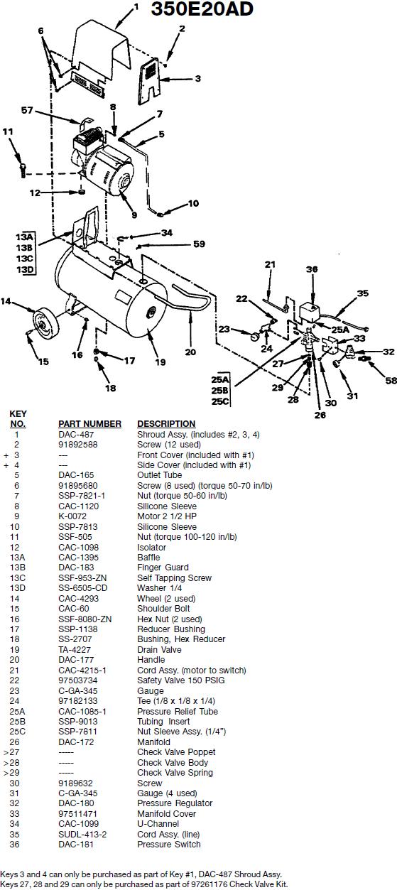 350E20AD Compressor Breakdown and Parts